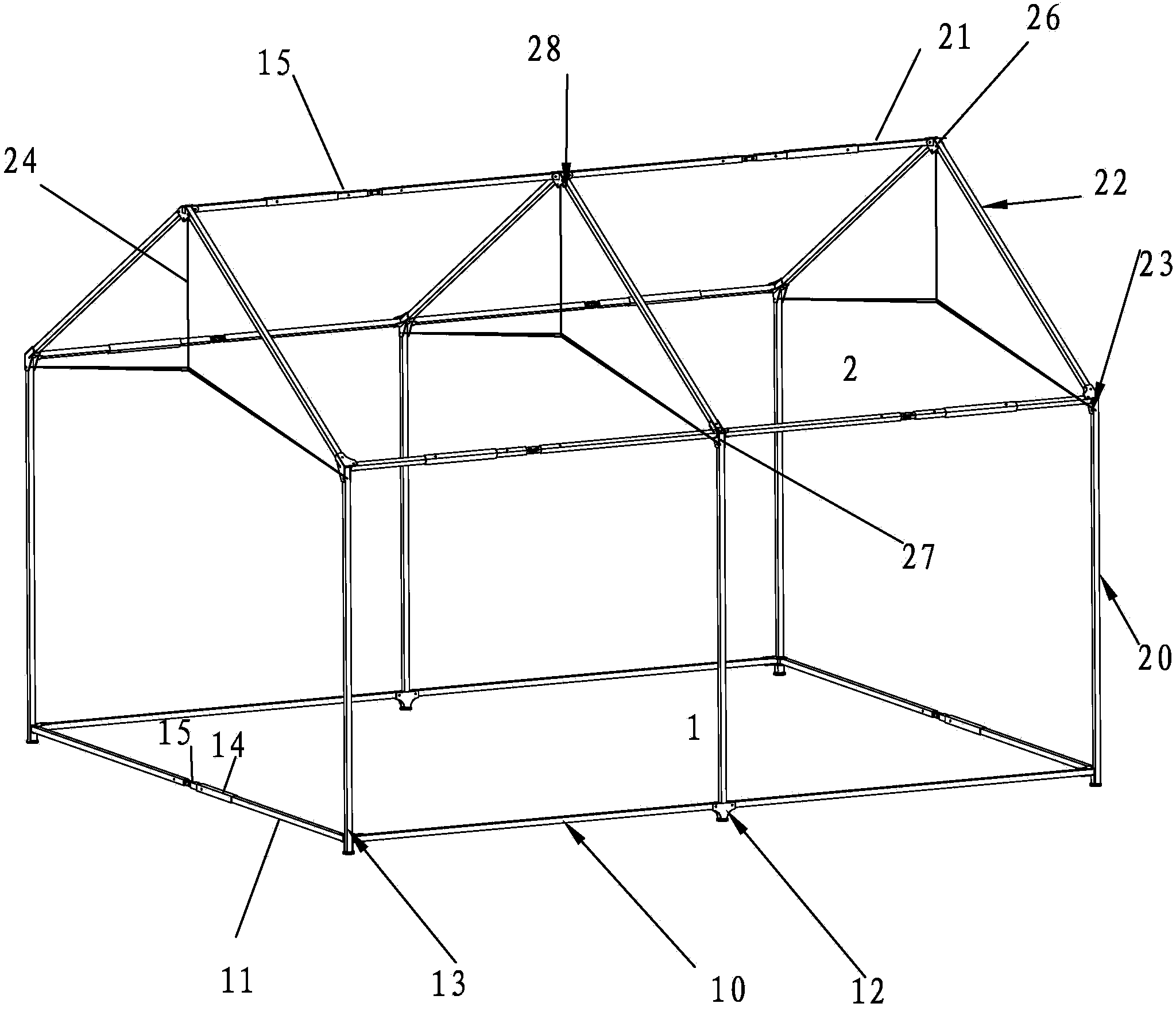 Environment-friendly disaster relief tent and method for unfolding and folding tent frame