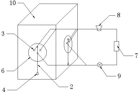 Power transmission and transformation construction derrick inclining sound and light alarm device based on gravity trigger