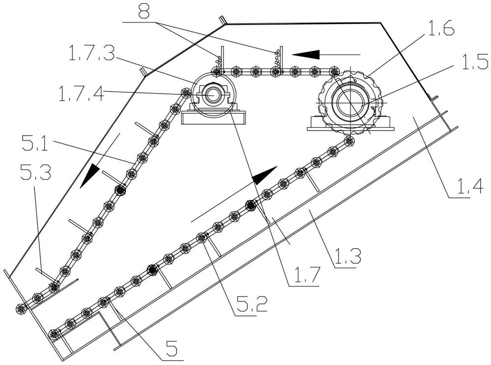 Ship-shaped sugarcane ash hanging type salvage pit elevator and sugarcane ash treatment method