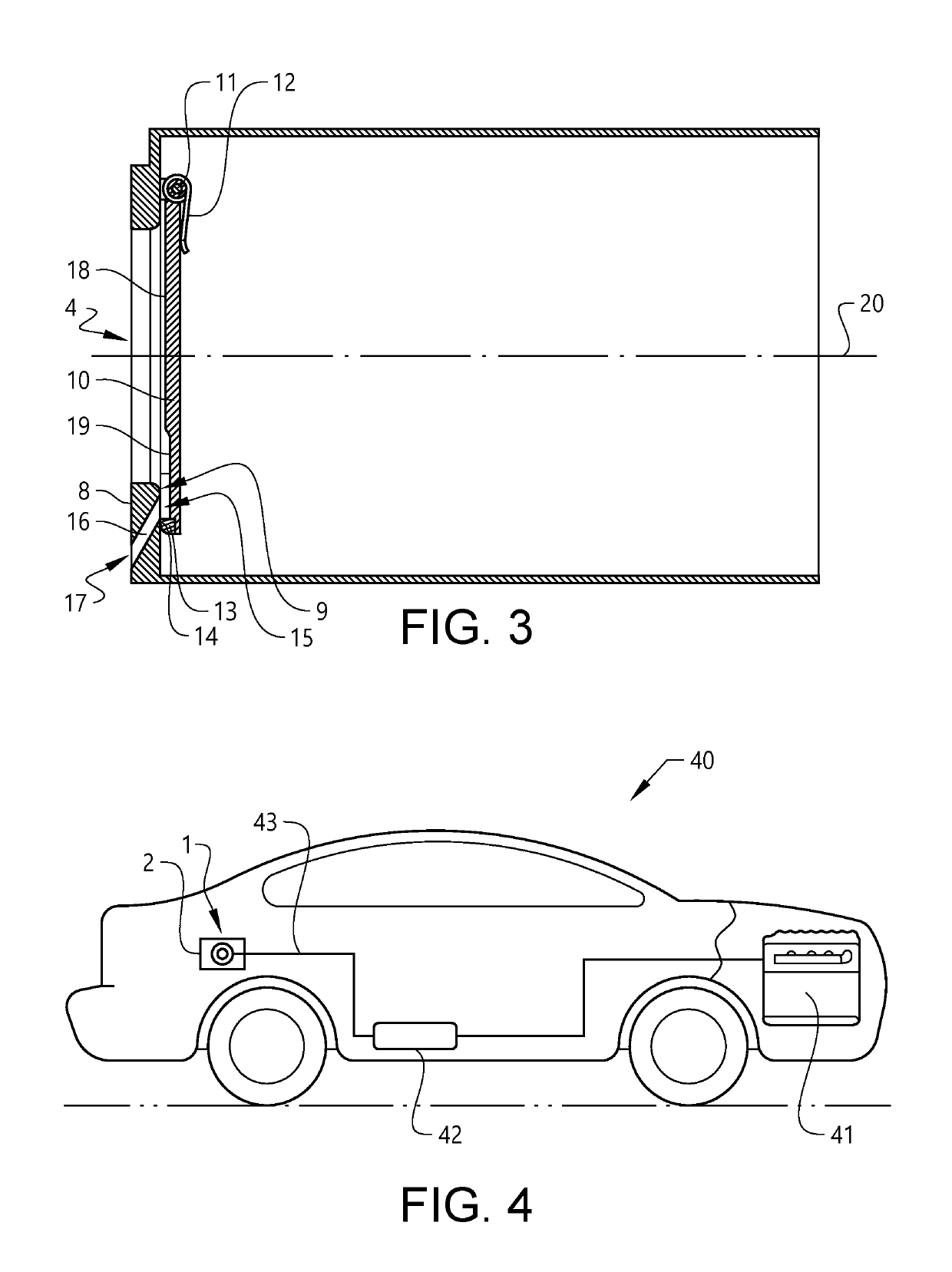 Capless closure device for a fuel tank filler neck of a vehicle and a vehicle including such a device