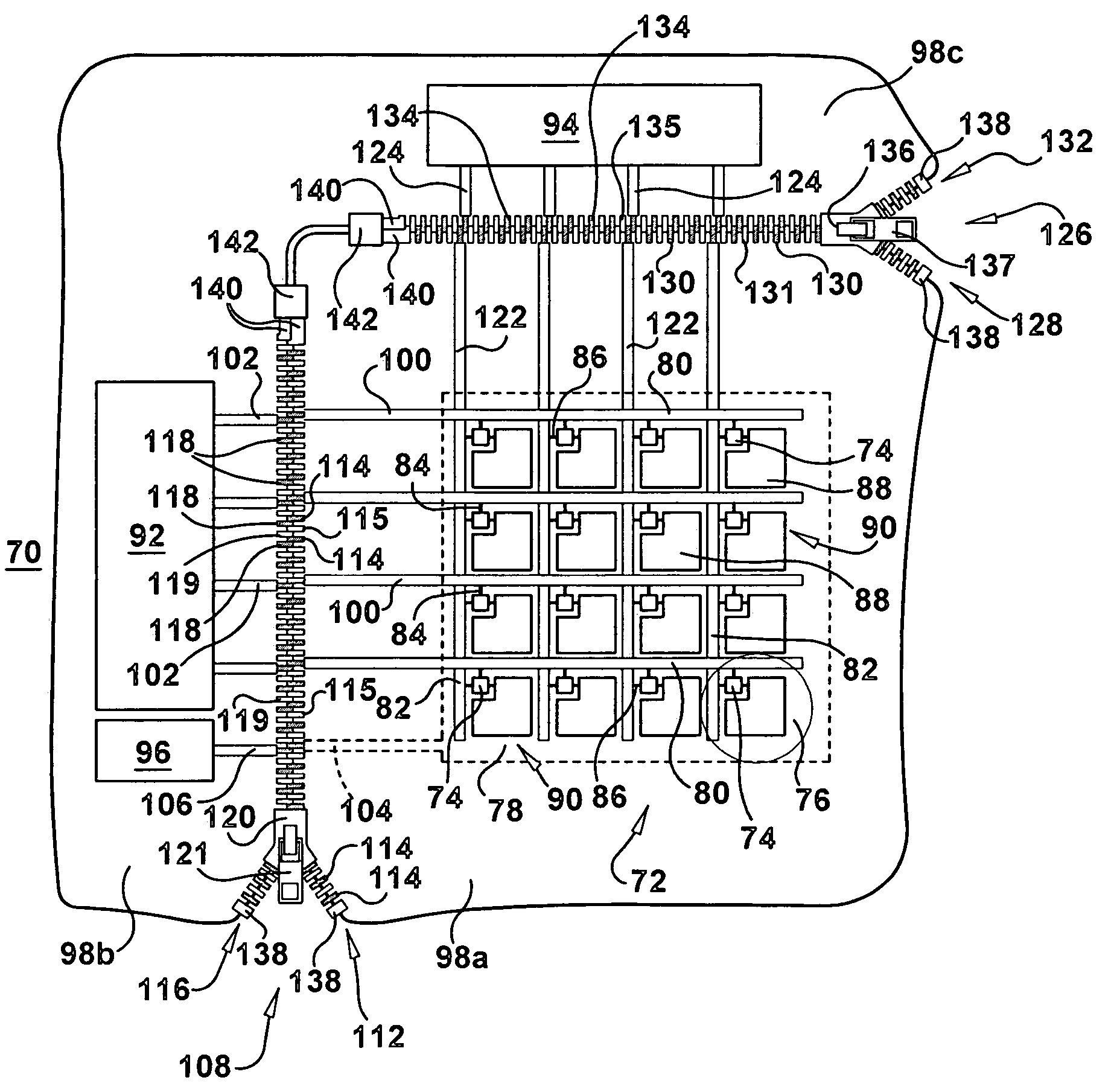 Display device with electrical zipper interconnect