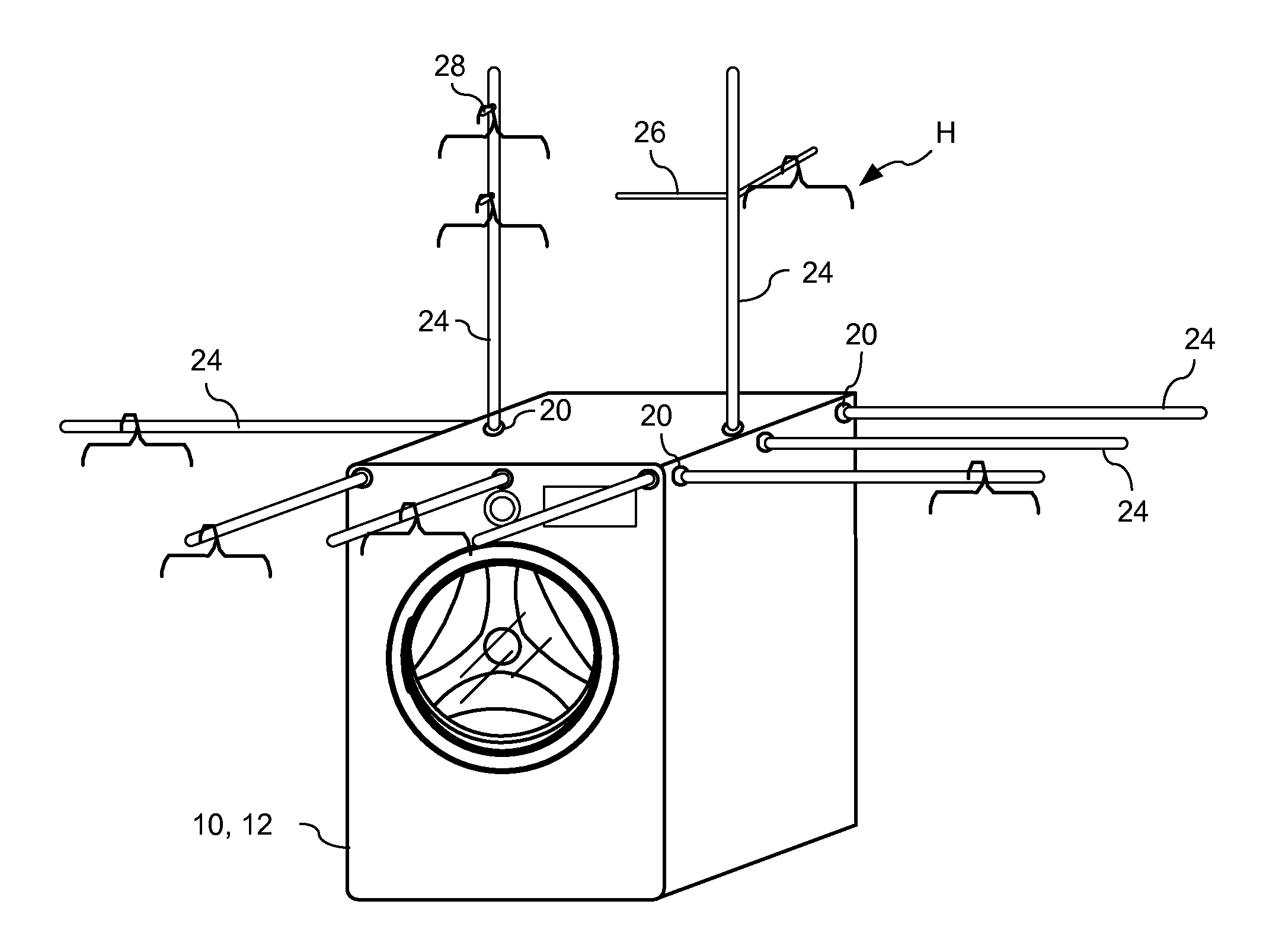 Work top and household appliance having a laundry hanging device