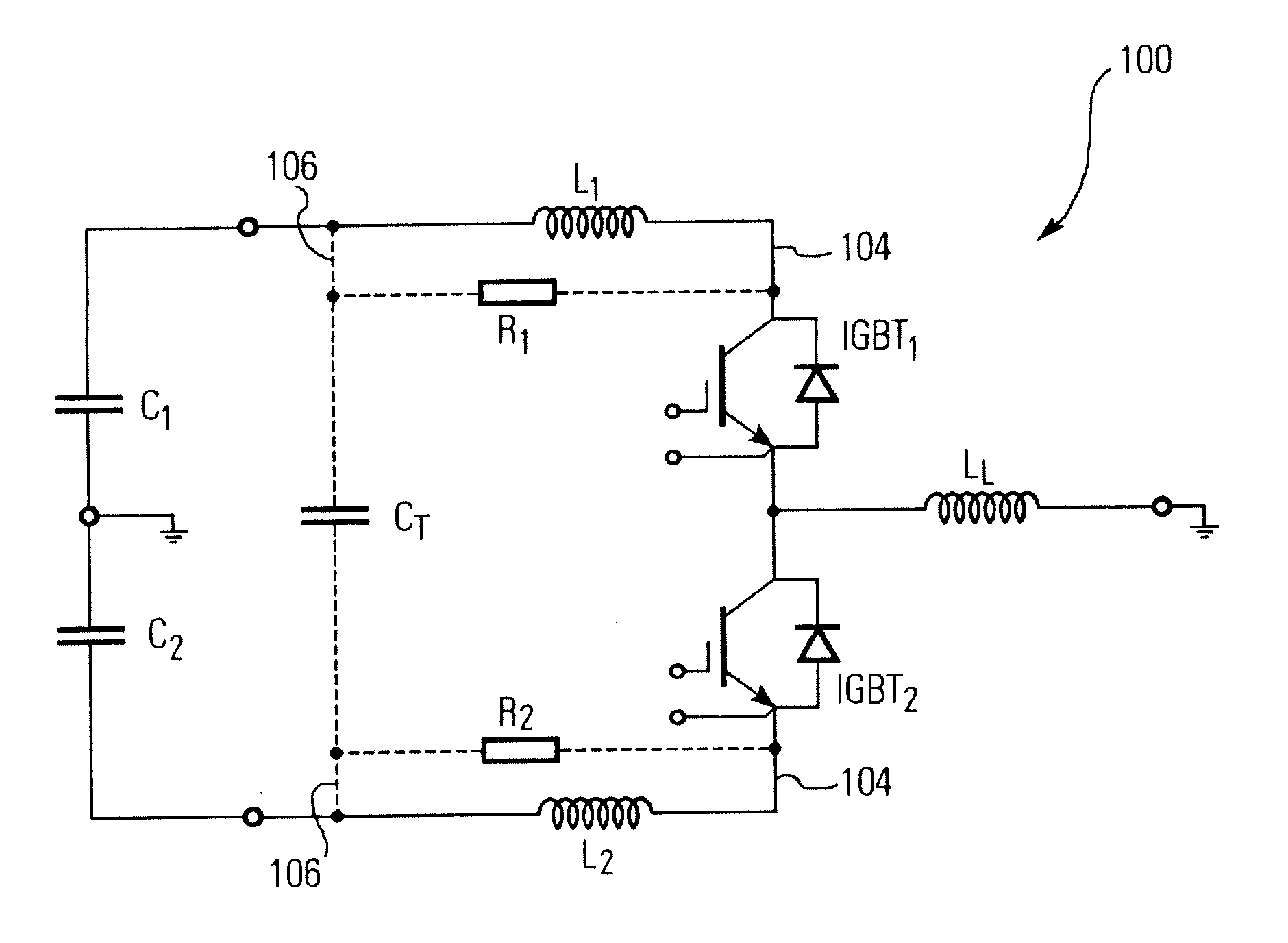 Power module with additional transient current path and power module system