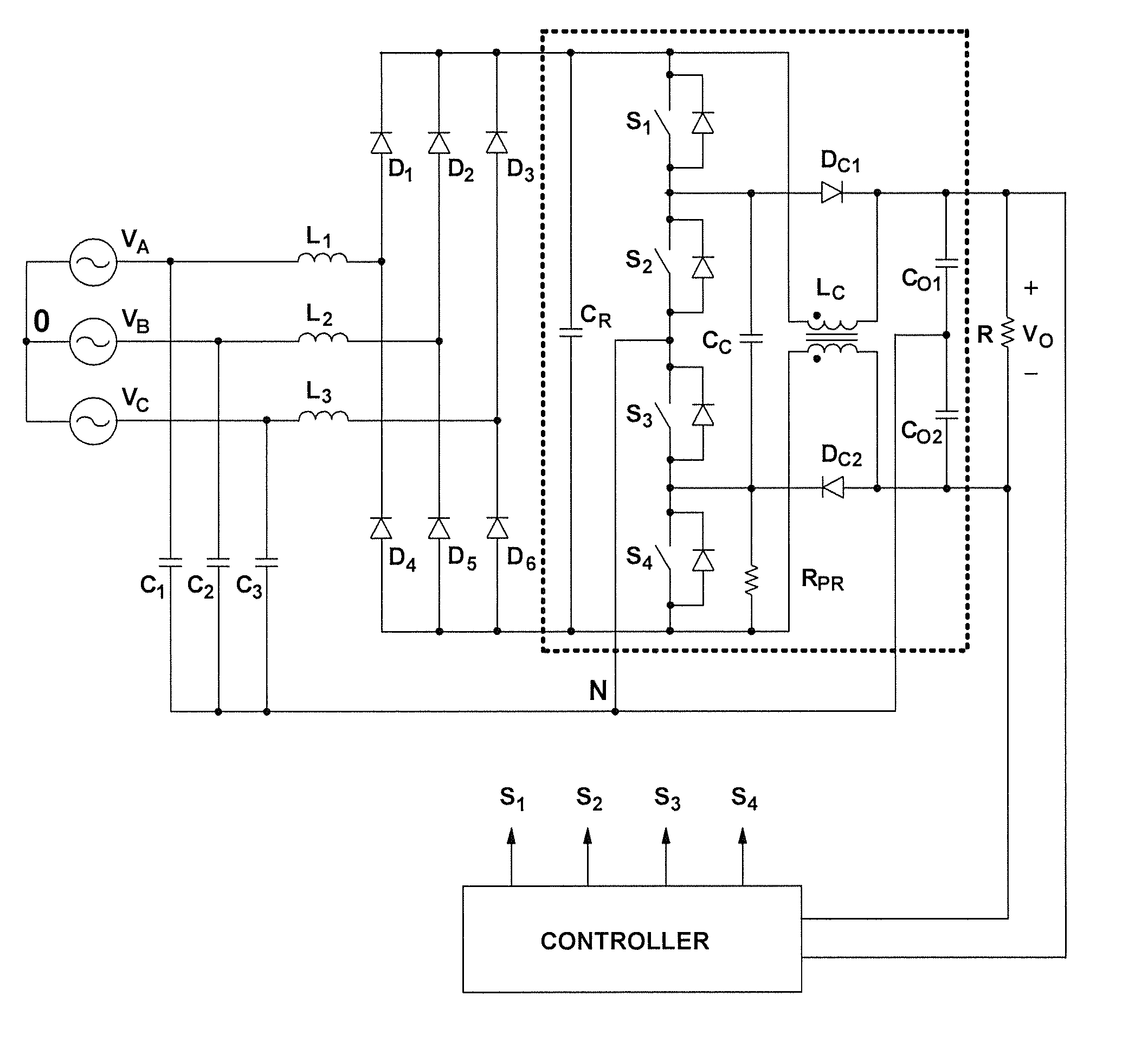 Three-phase three-level soft-switched PFC rectifiers