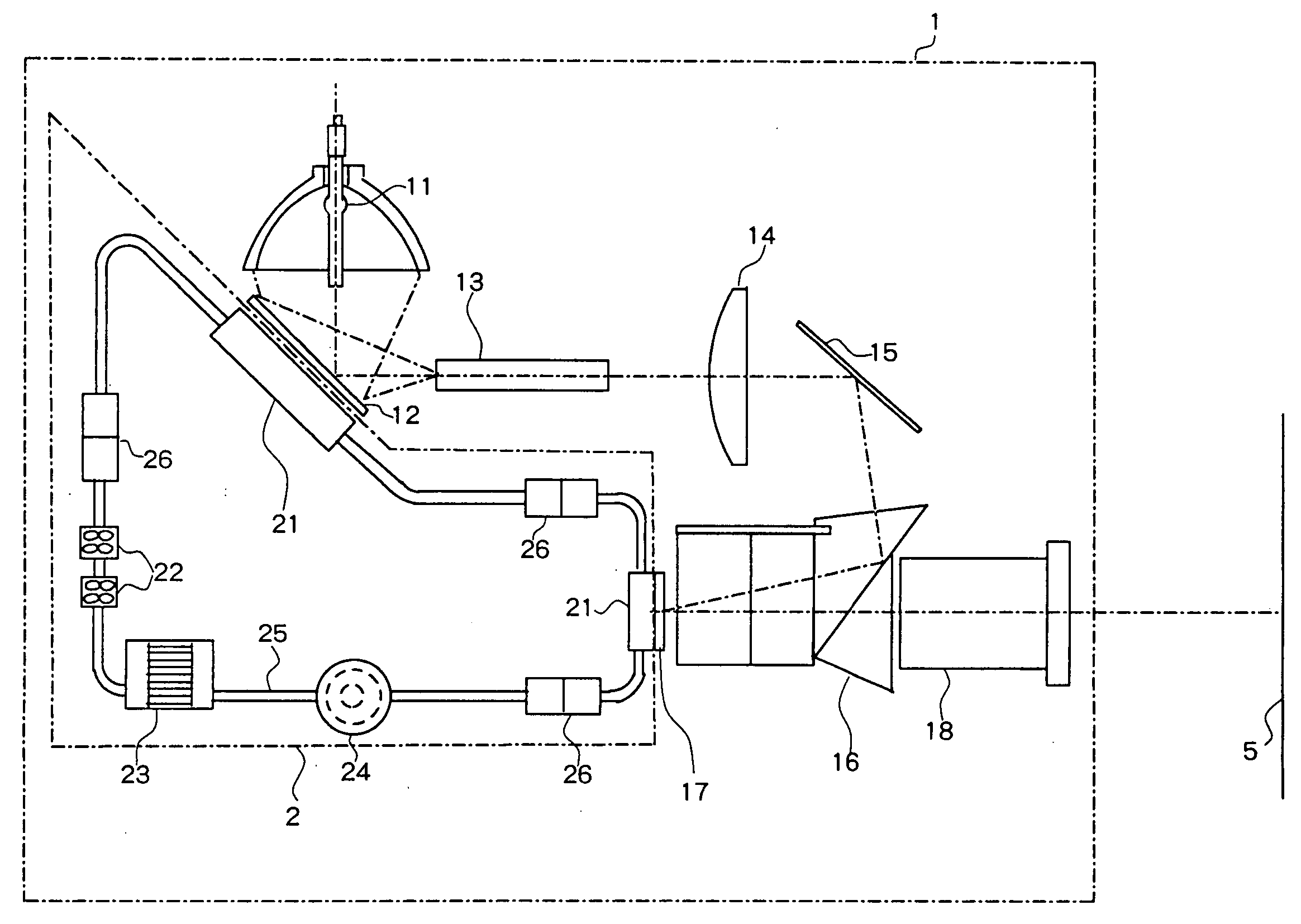 Liquid-cooled projector