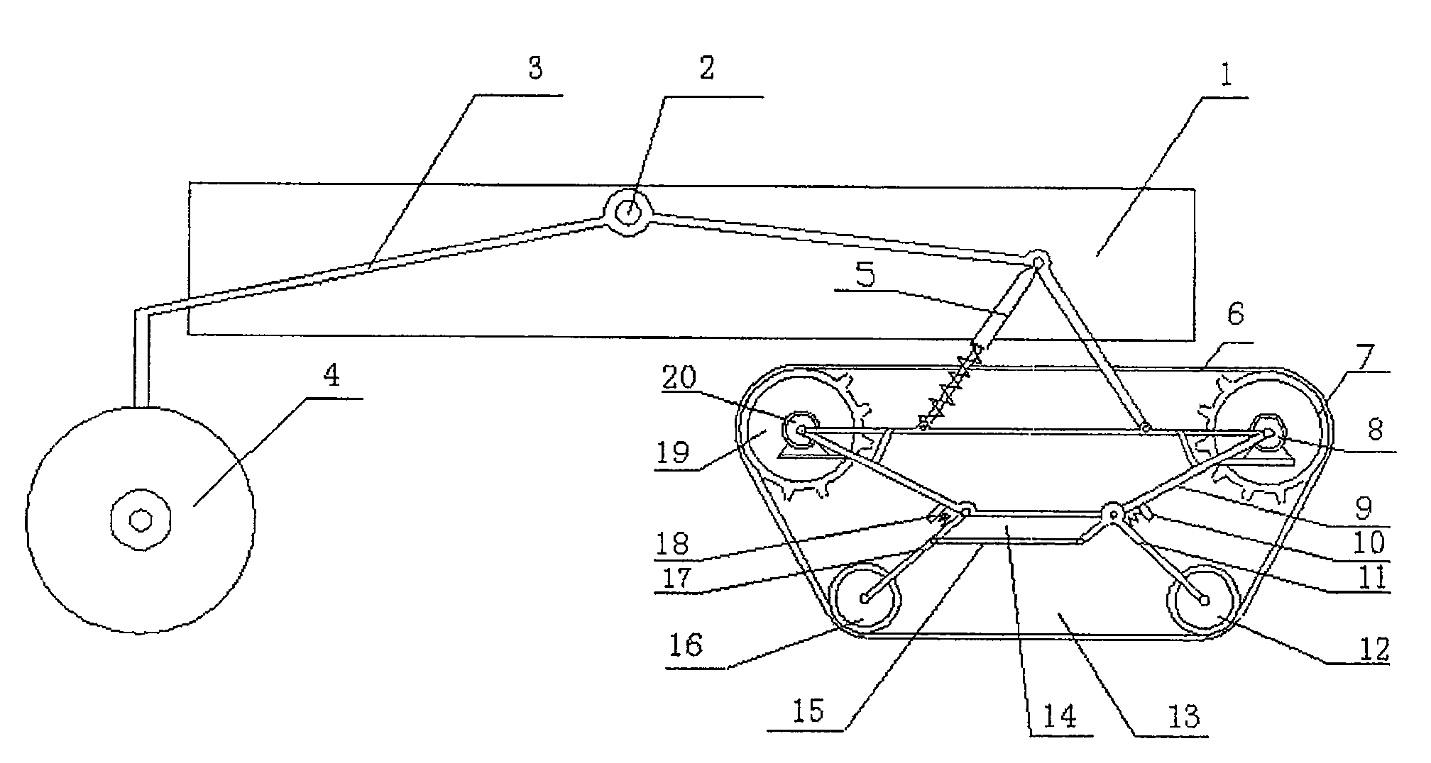 Combined type obstacle crossing walking system