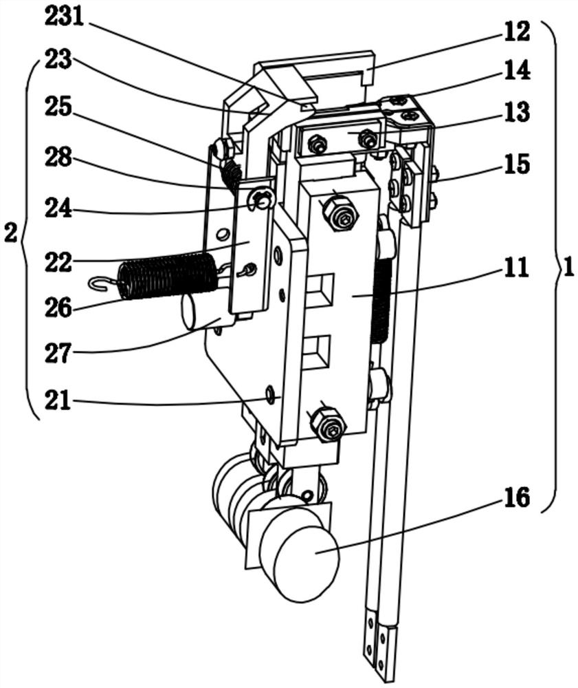 Strip material cutting mechanism