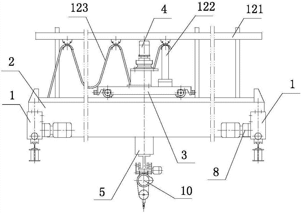 Cantilever crane with anti-roller operation trolley and anti-tipping end beam