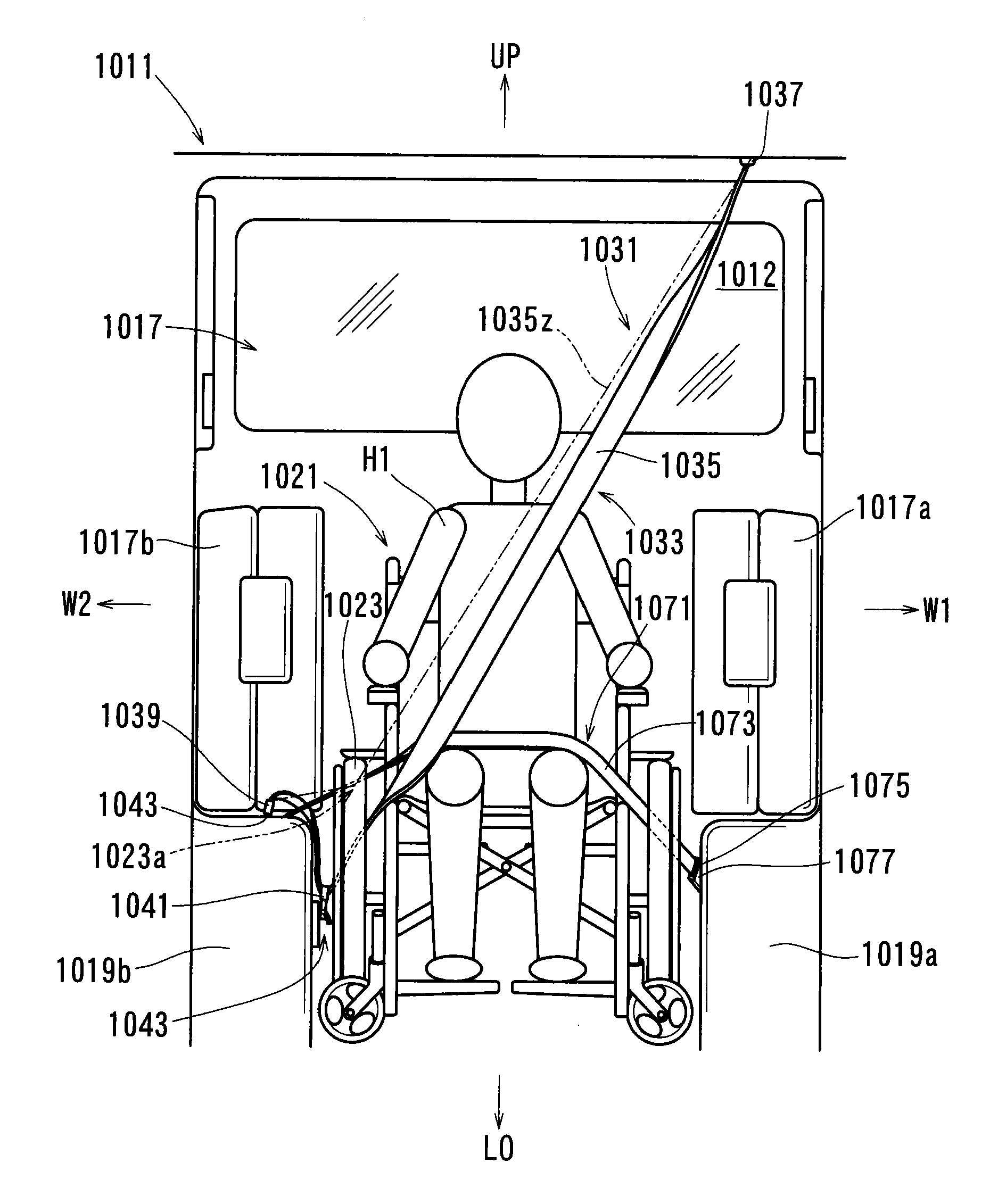Seatbelt device for wheelchair
