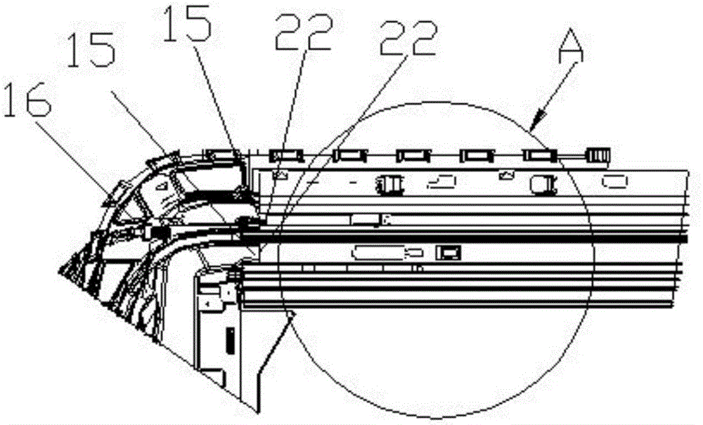Front beam device of automobile skylight