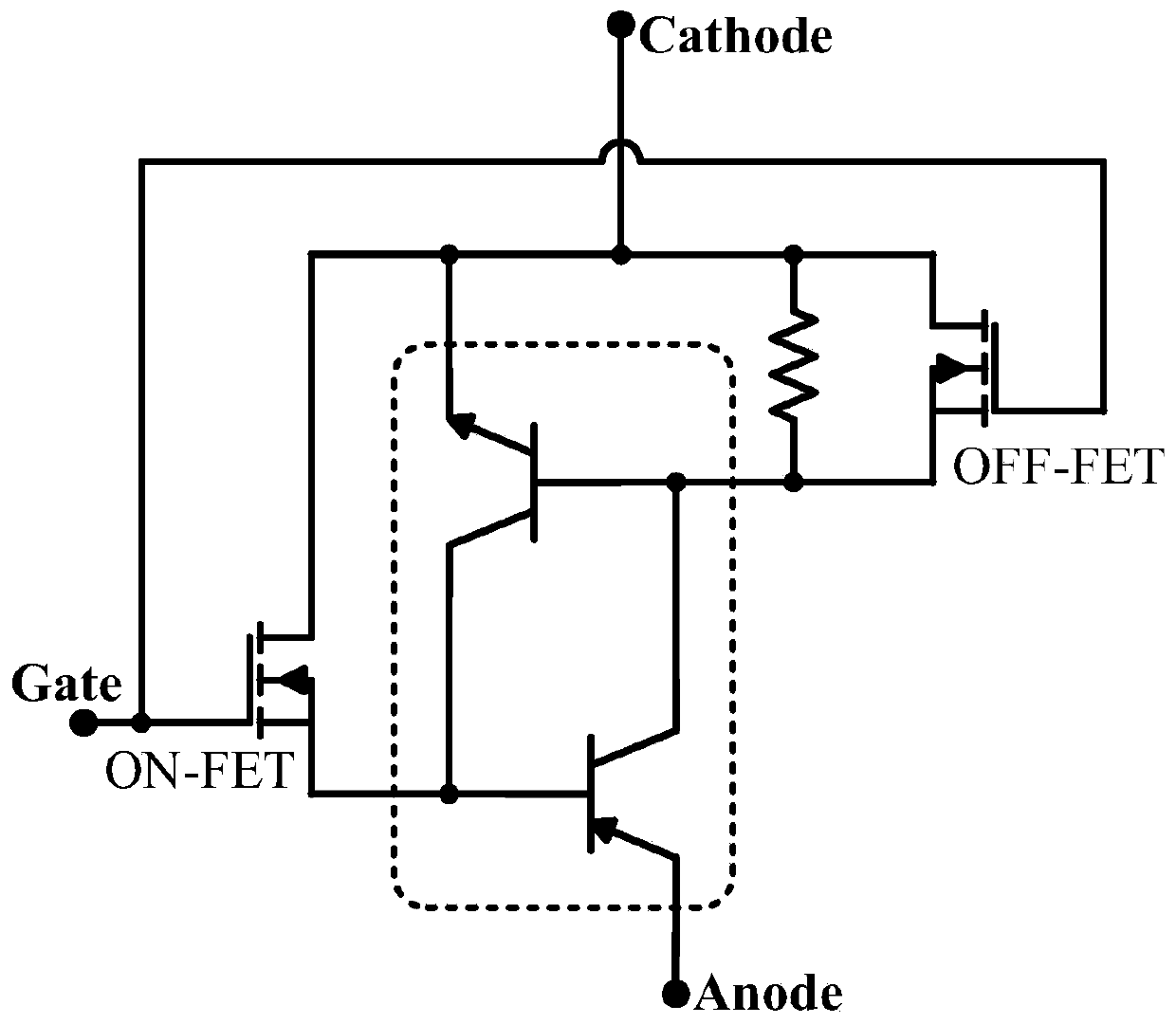 A MOS gate-controlled thyristor with integrated Schottky diode and its preparation method