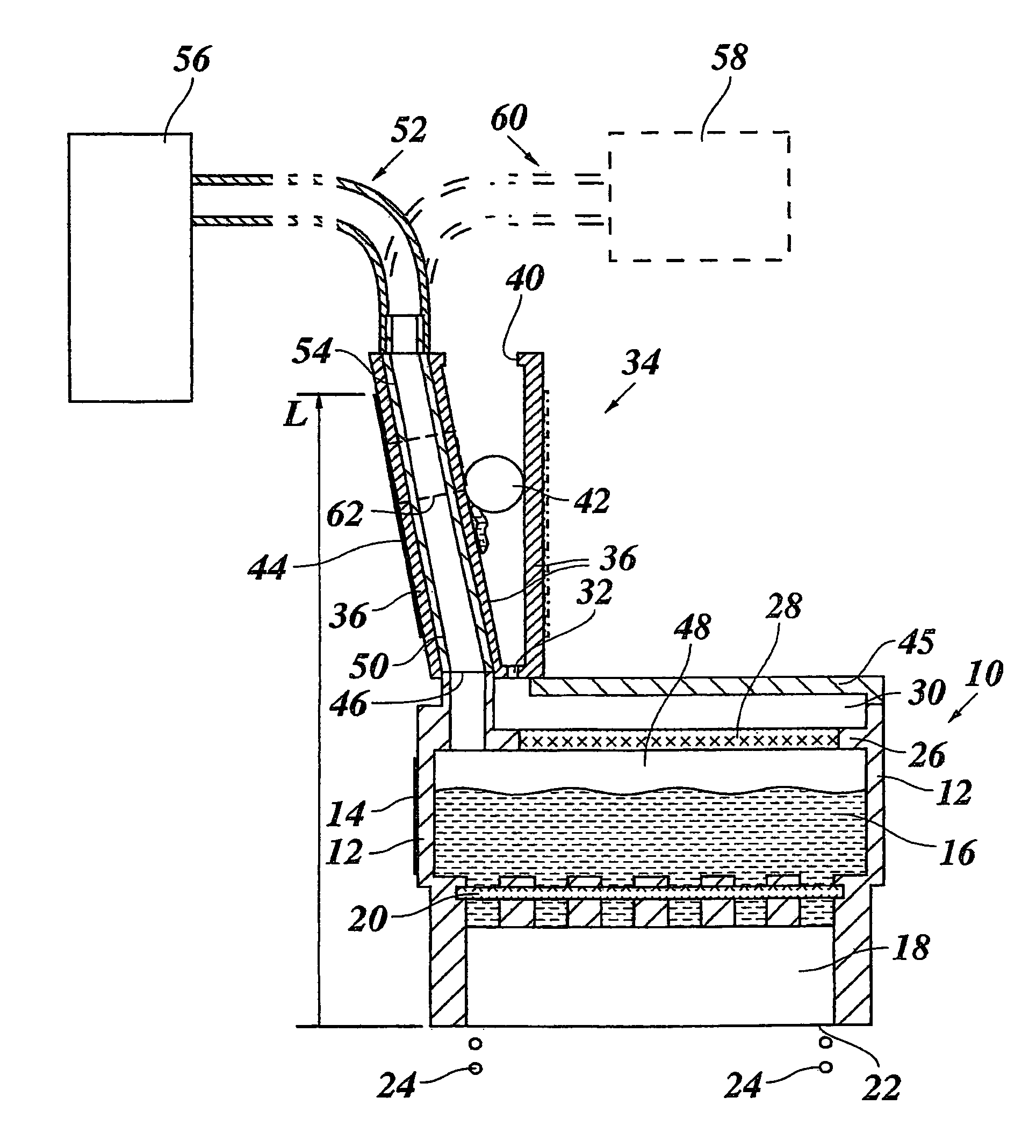Ink jet device with a ventilation conduit