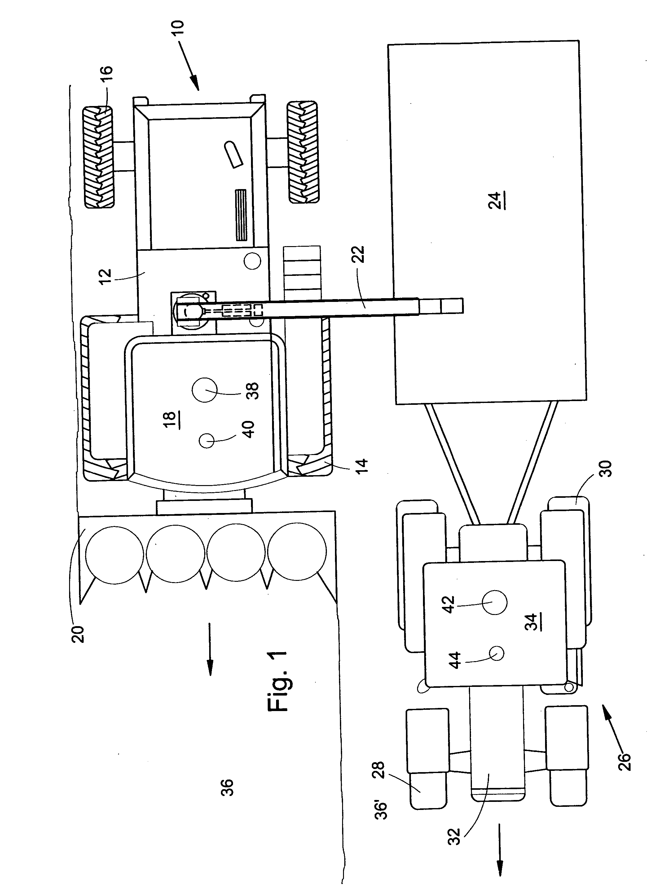 System for determining the relative position of a second farm vehicle in relation to a first farm vehicle