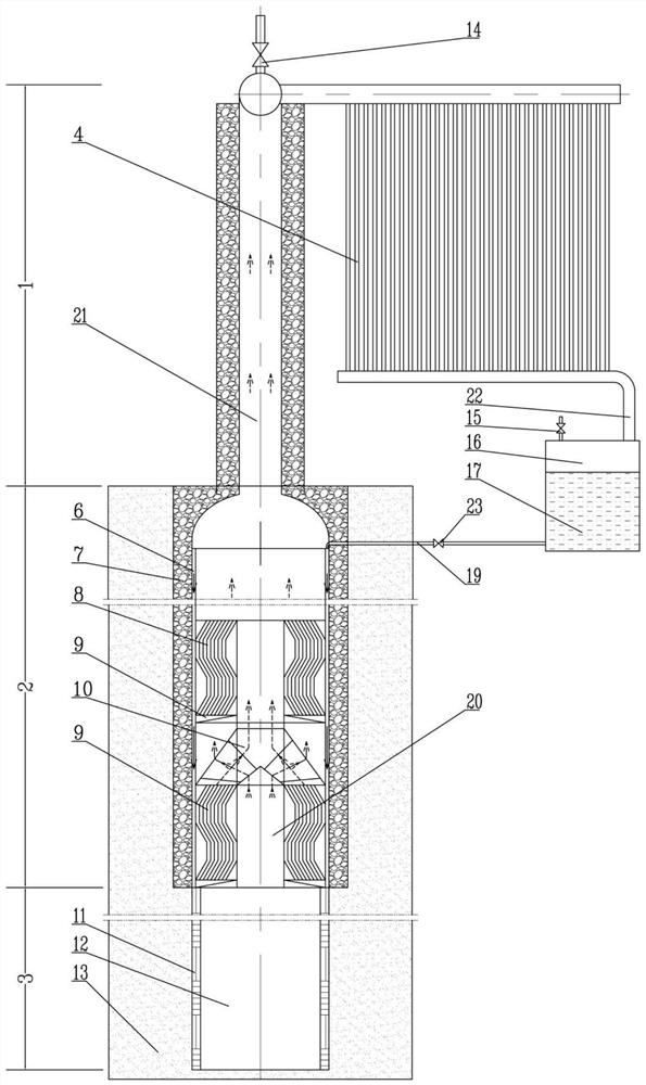 Ultra-long gravity heat pipe geothermal extraction device with steam-water separation