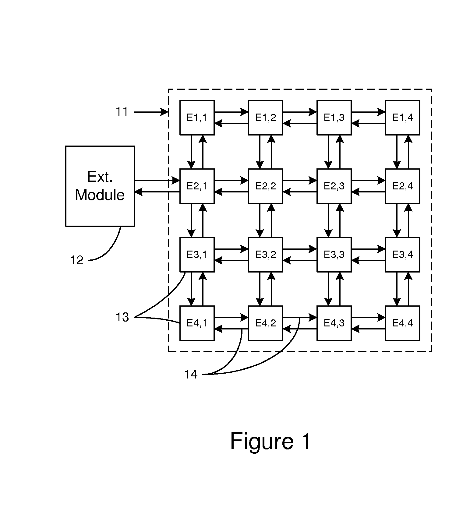 Array of Data Processing Elements with Variable Precision Interconnect