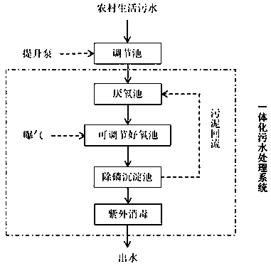 Rural domestic sewage treatment system and method