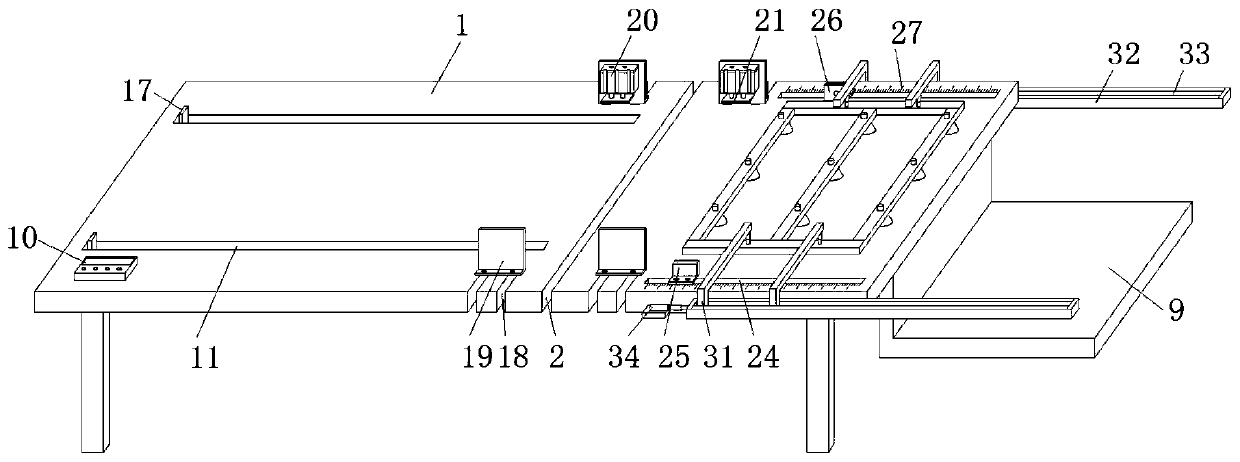 Continuous cutting and stacking device for board machining