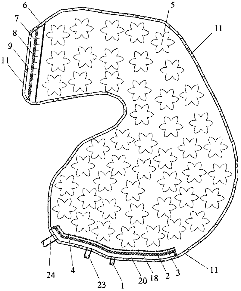 Landscape-type composite artificial wetland treatment device for eutrophication water body and application thereof