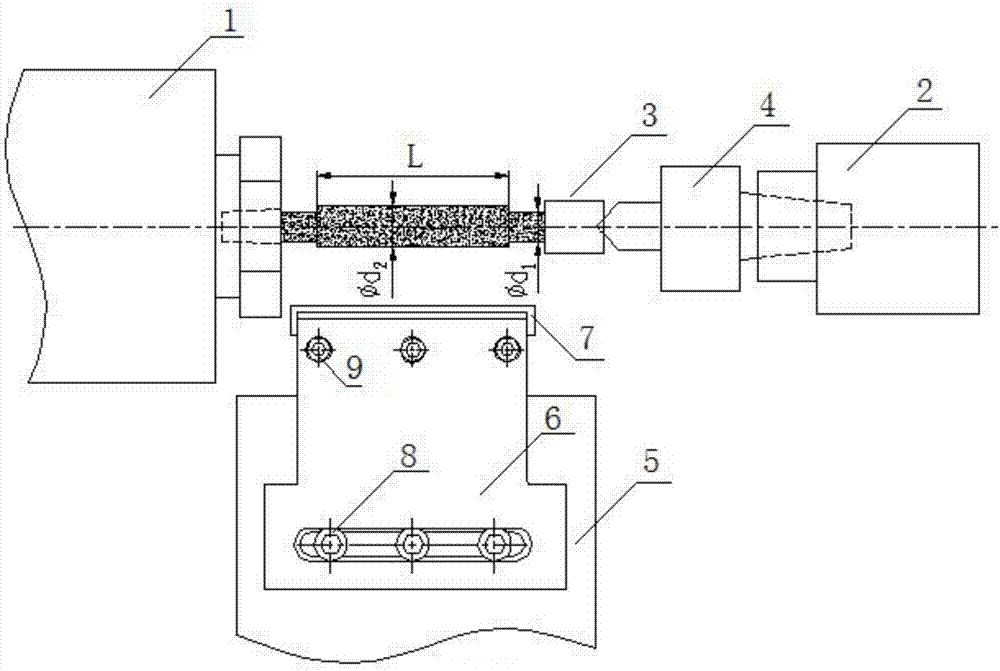 Grinding machining device and machining method for concentric circular arc groove of hard and brittle material workpiece