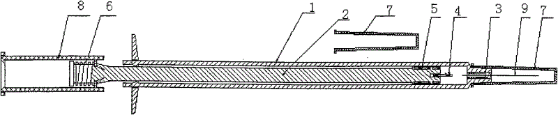 Contracting rod syringe