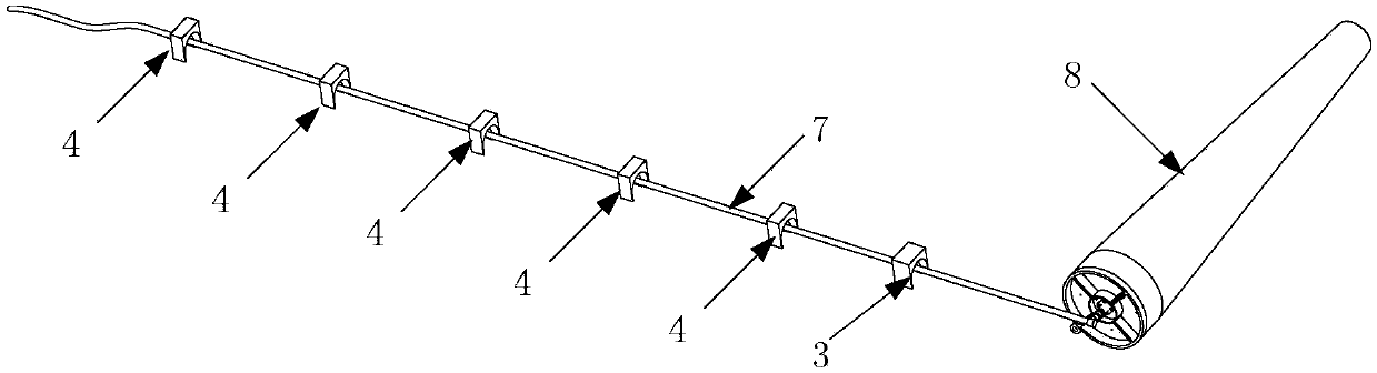 Satellite-borne antenna unfolding arm device capable of achieving built-in wiring of radio-frequency cable