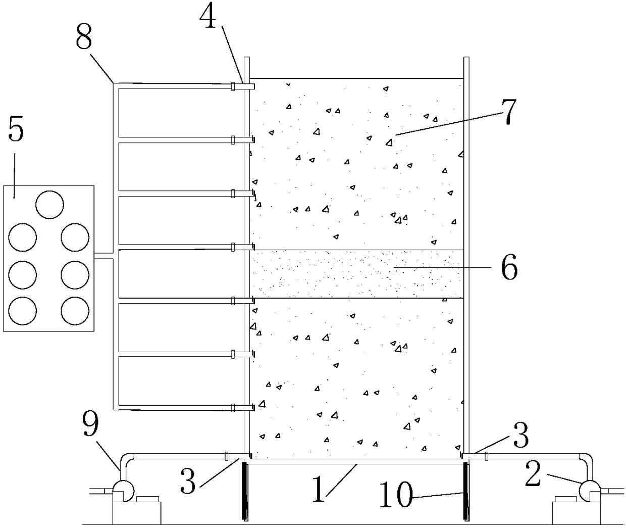 Horizontal bottom sealing waterproofing testing device and method for foundation pit