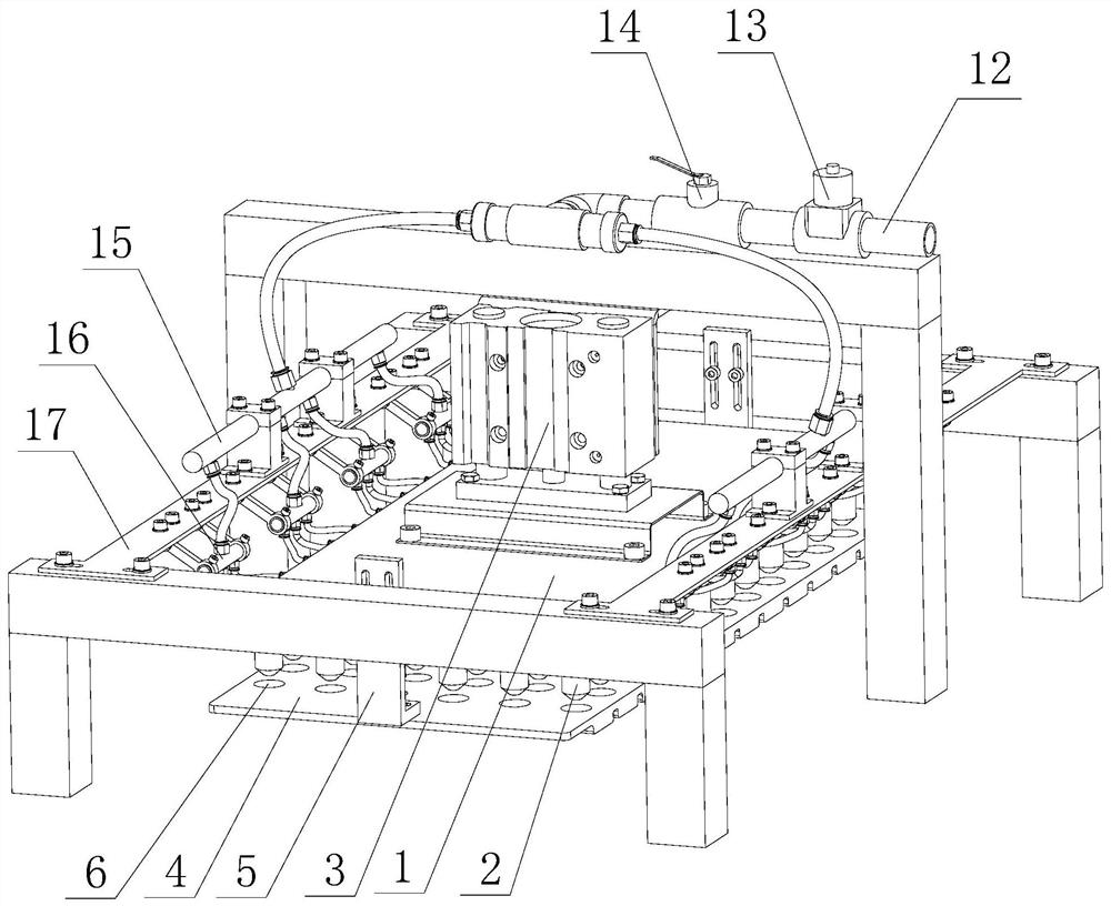 Hole pressing and water spraying device and method for hole tray seeding