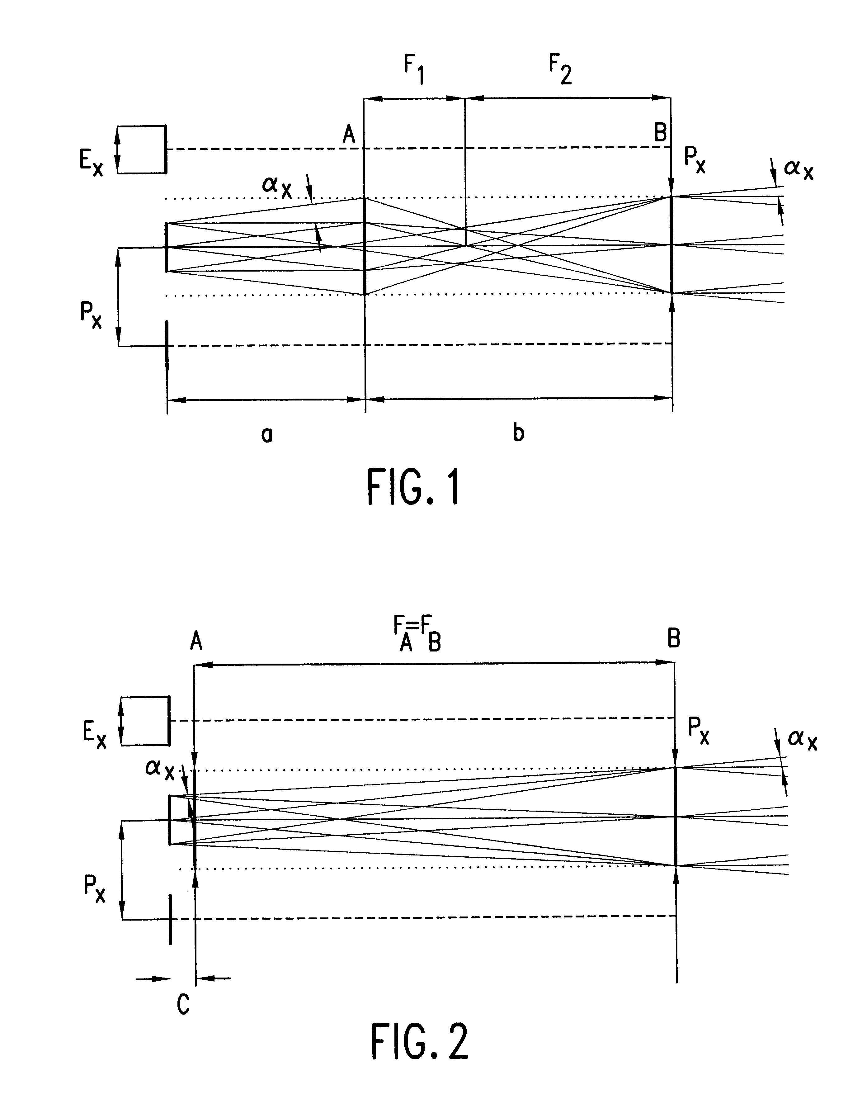 Optical emitter array with collimating optics unit