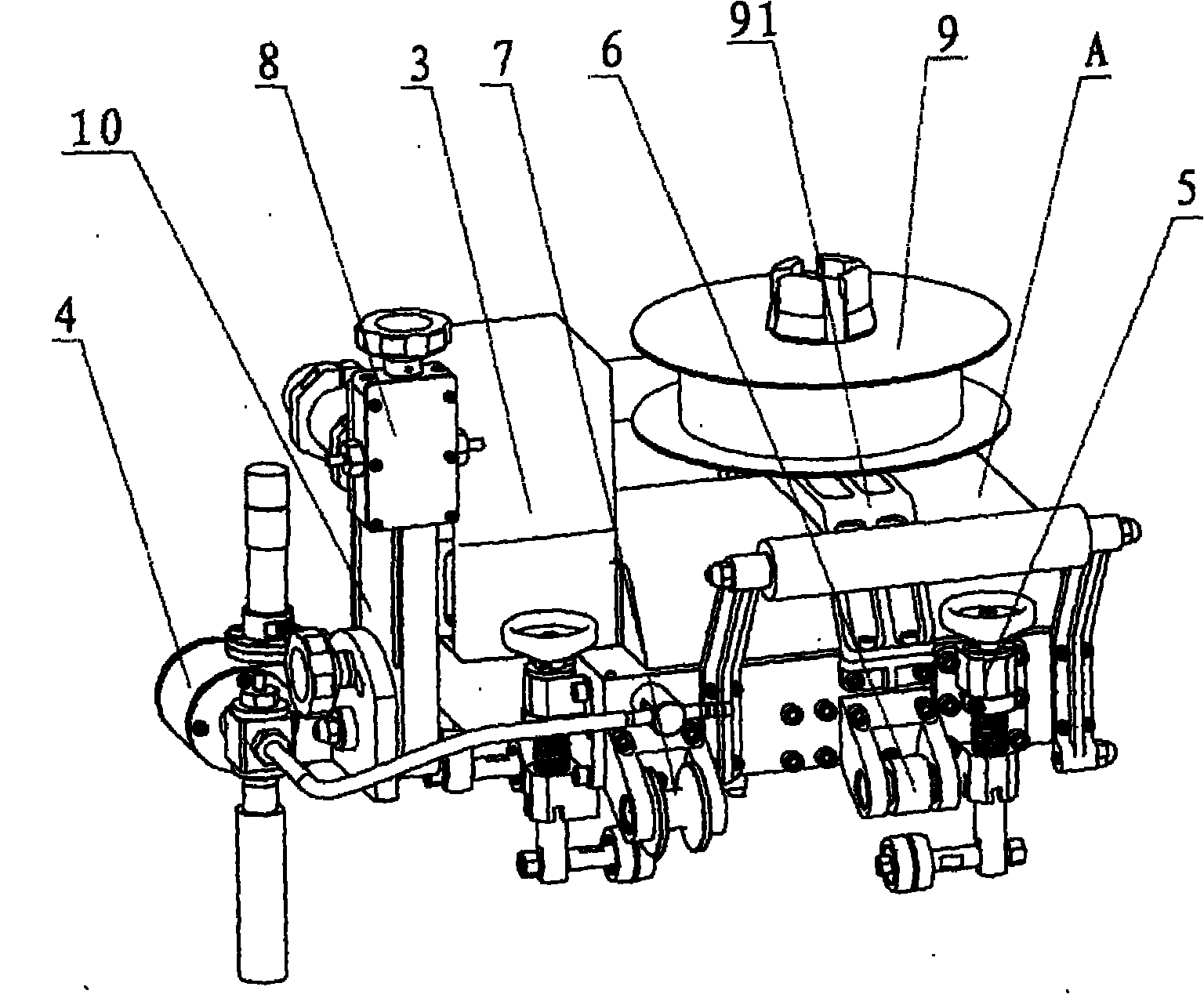 Welding tractor with steel structure being subjected to gas shielded welding