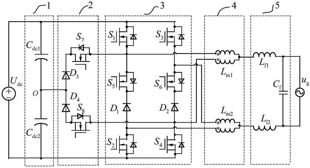 Five-level double-step down grid-connected inverter