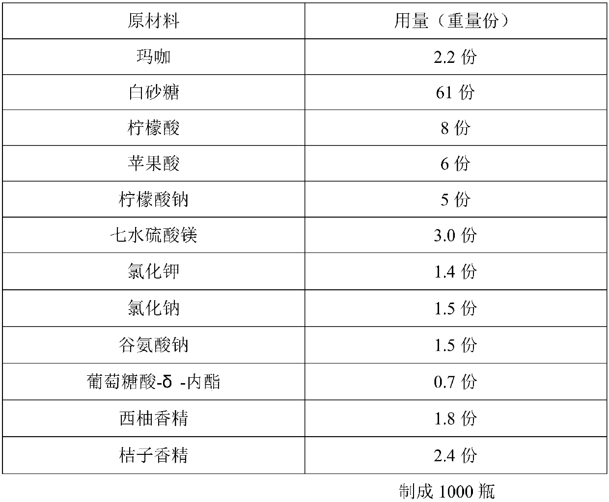 Maca drink and preparation method thereof