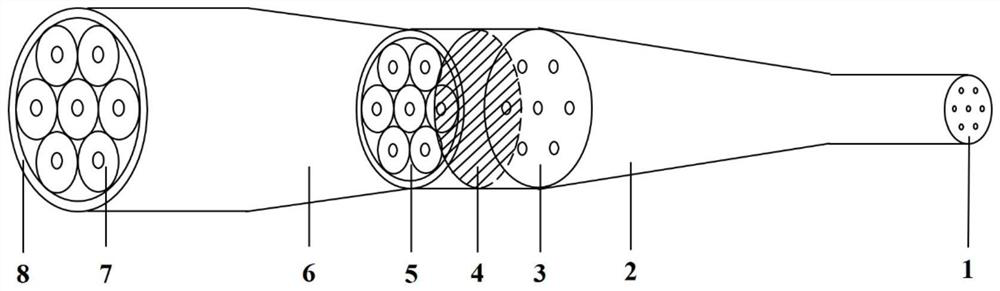 A preparation method of multi-core optical fiber coupler based on reverse tapered technology