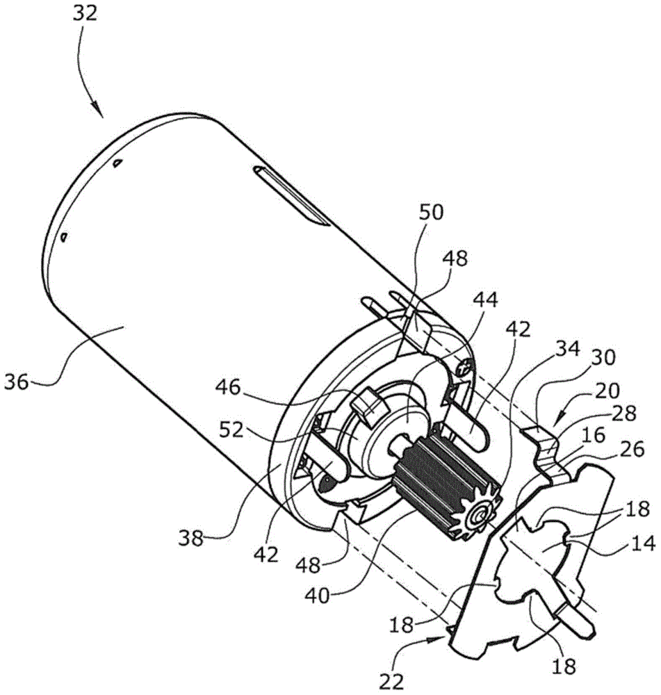 DC motors for driving motor vehicle components