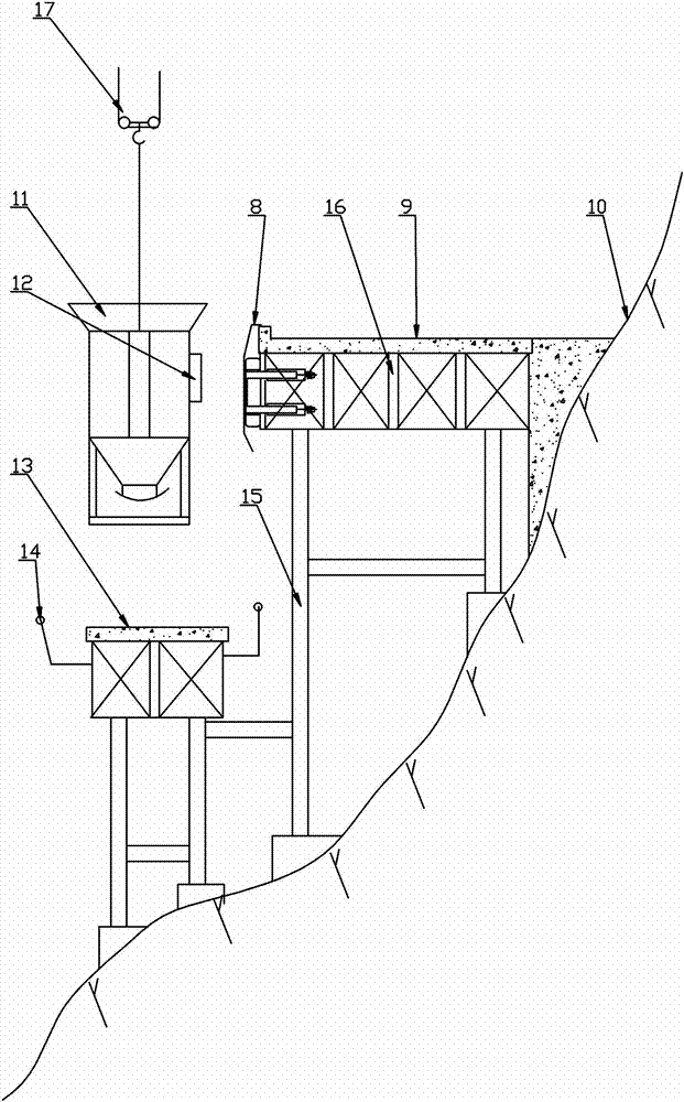 Concrete material taking platform and anti-collision damping device