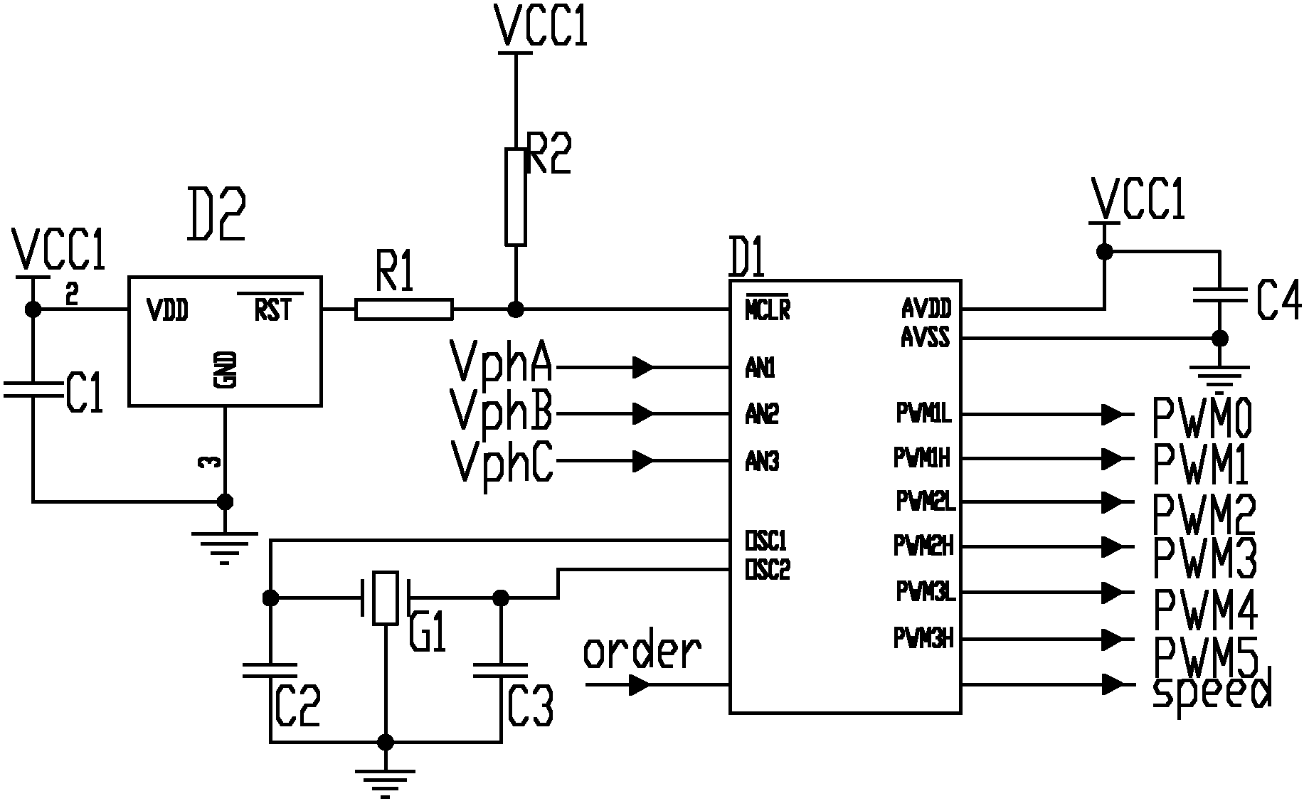 DC (Direct-current) brushless motor driving control device for collecting zero crossing point based on hardware comparison