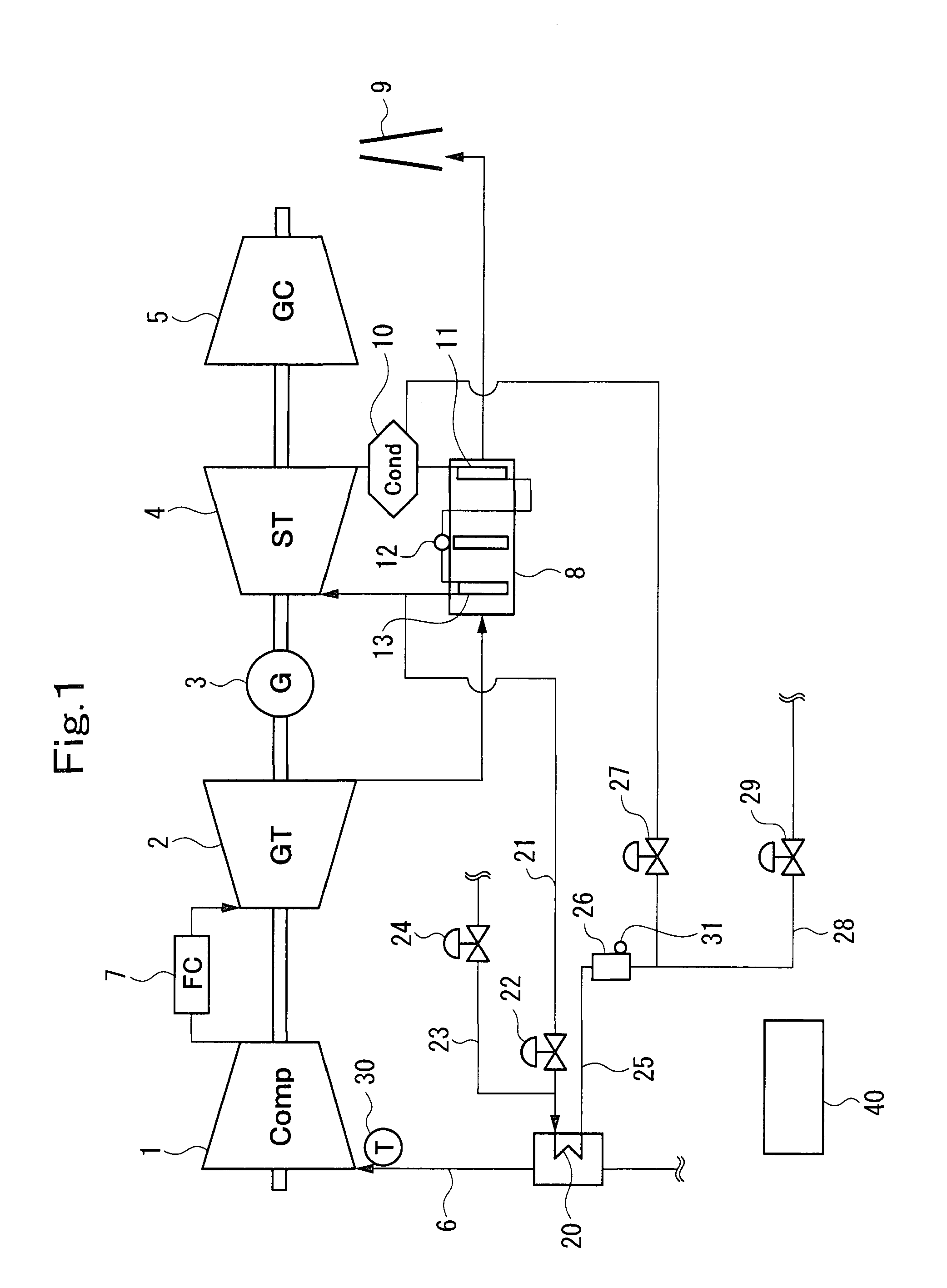 Intake air heating system of combined cycle plant