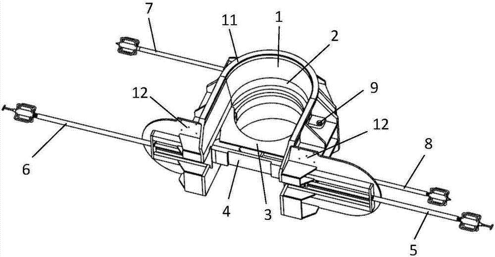 Embracing and clamping mechanism of deepwater stand pipe buoyancy device