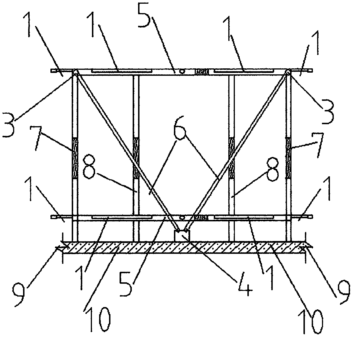 Folding fabricated building prefabricated superposed shear wall, beam and plate mounting rectangular steel frame supporting system