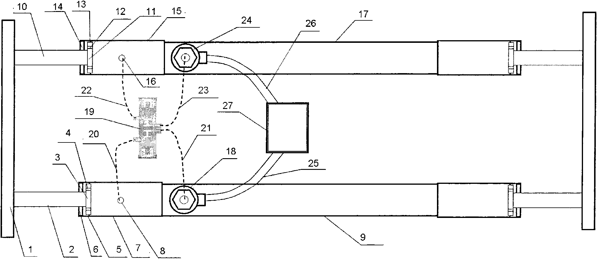Motor vehicle collision device with differential-pressure stop valve