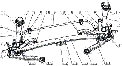 Independent front suspension with transversely arranged steel plate spring