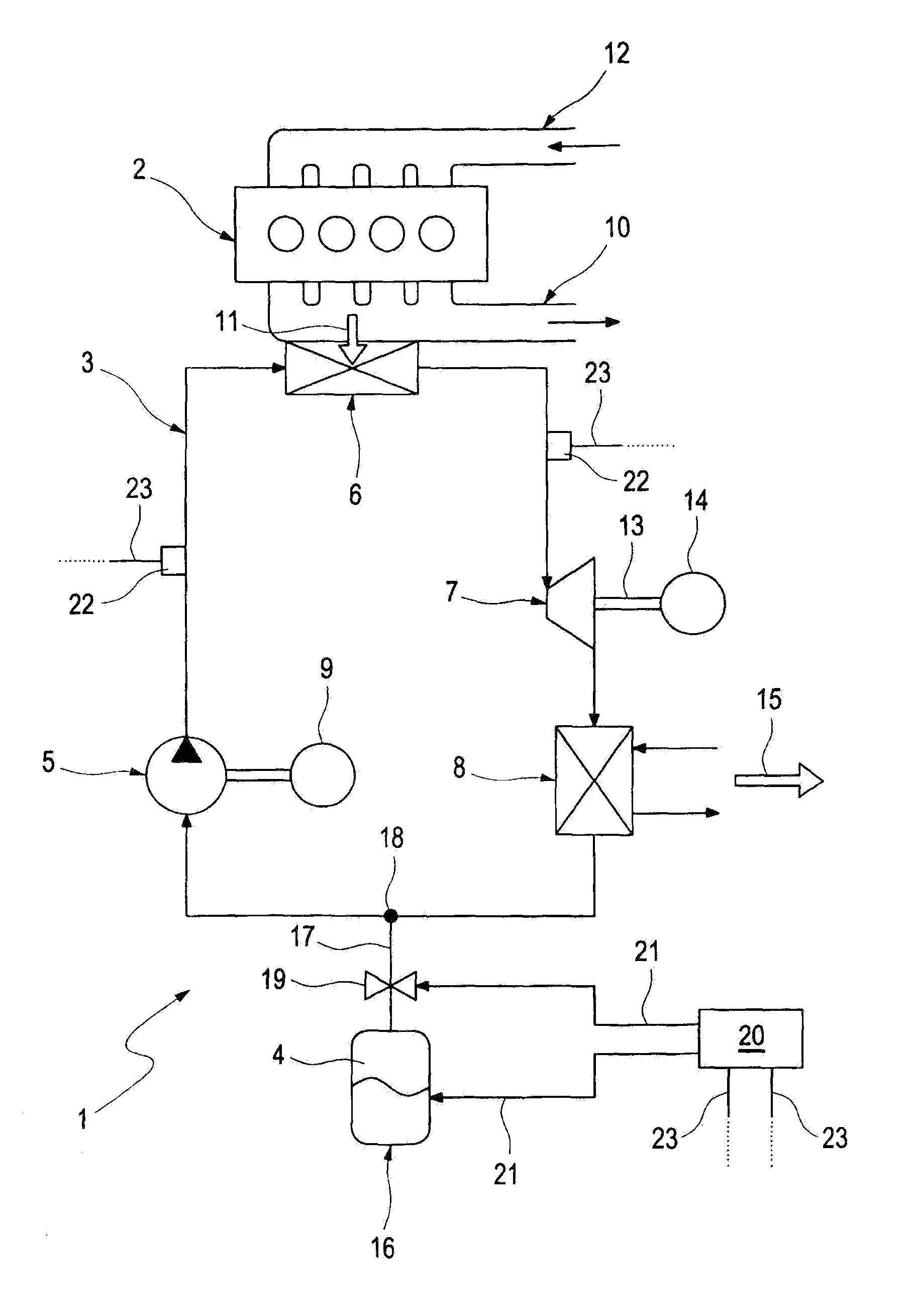 Waste heat utilization device and operating method