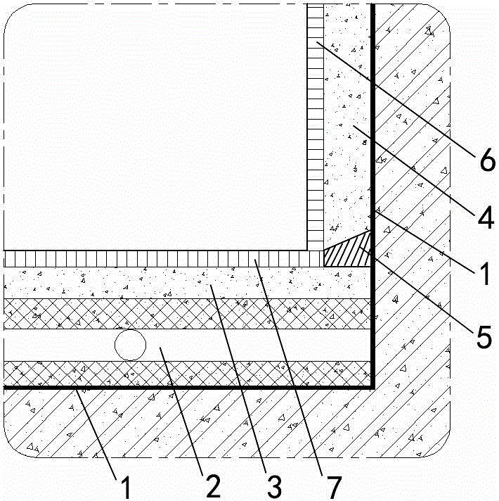 Restroom water-seepage-preventing construction structure and construction method thereof