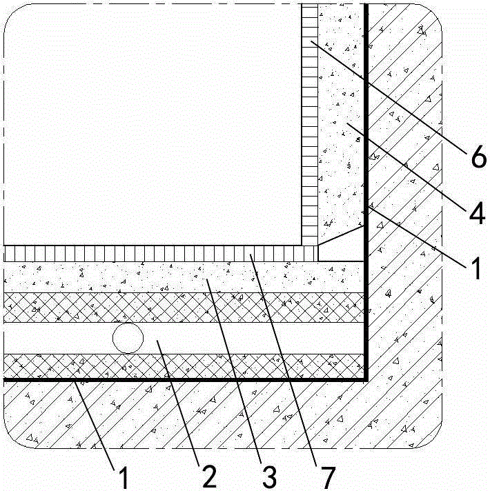 Restroom water-seepage-preventing construction structure and construction method thereof