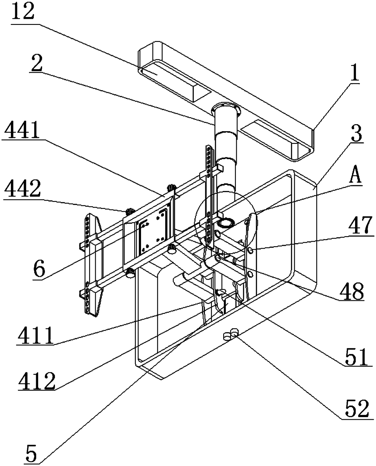 Multidirectional suspending rack used for display screen of medical angiography X-ray machine