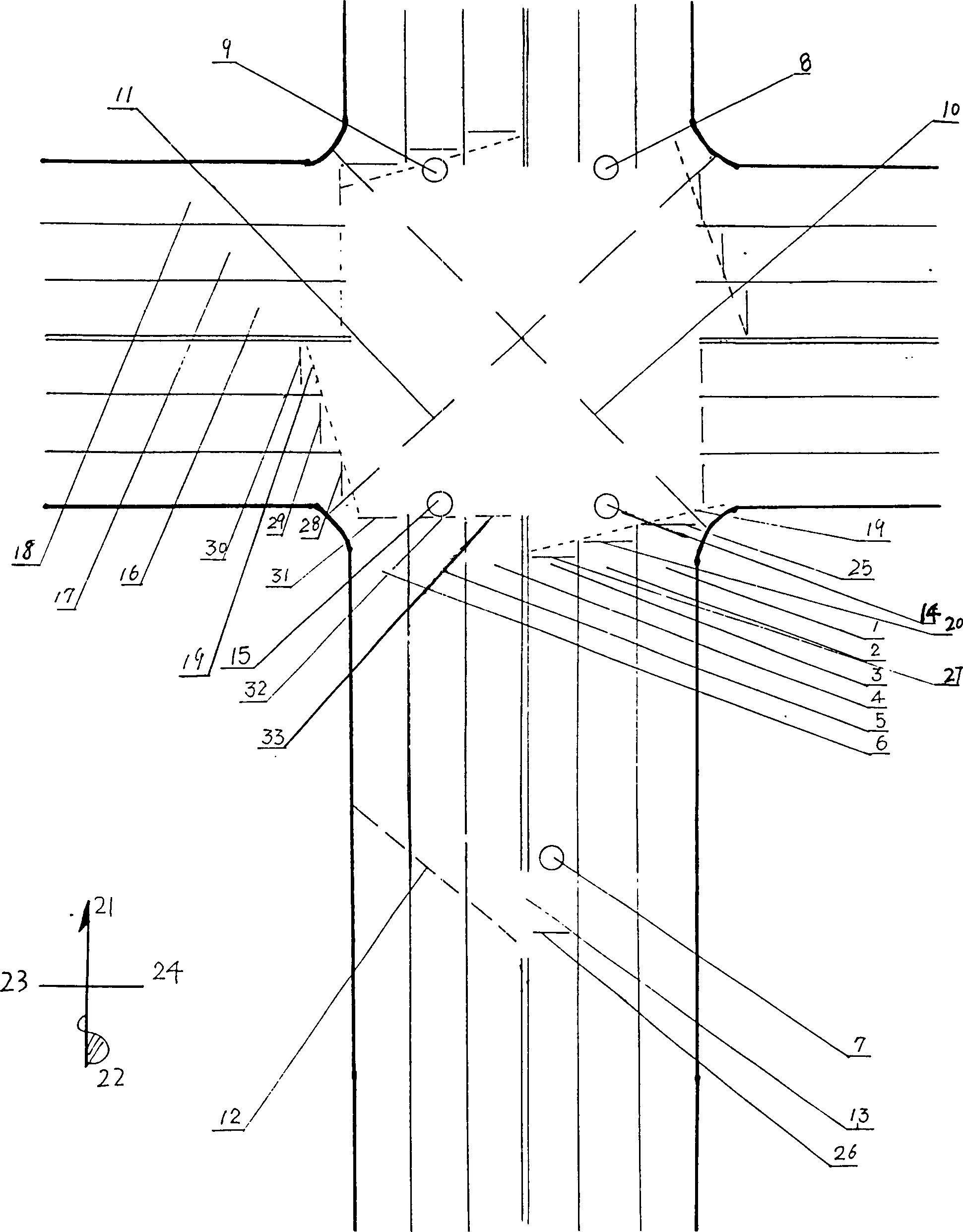 Apparatus for changing traffic administration pattern at present crossroads and its using method