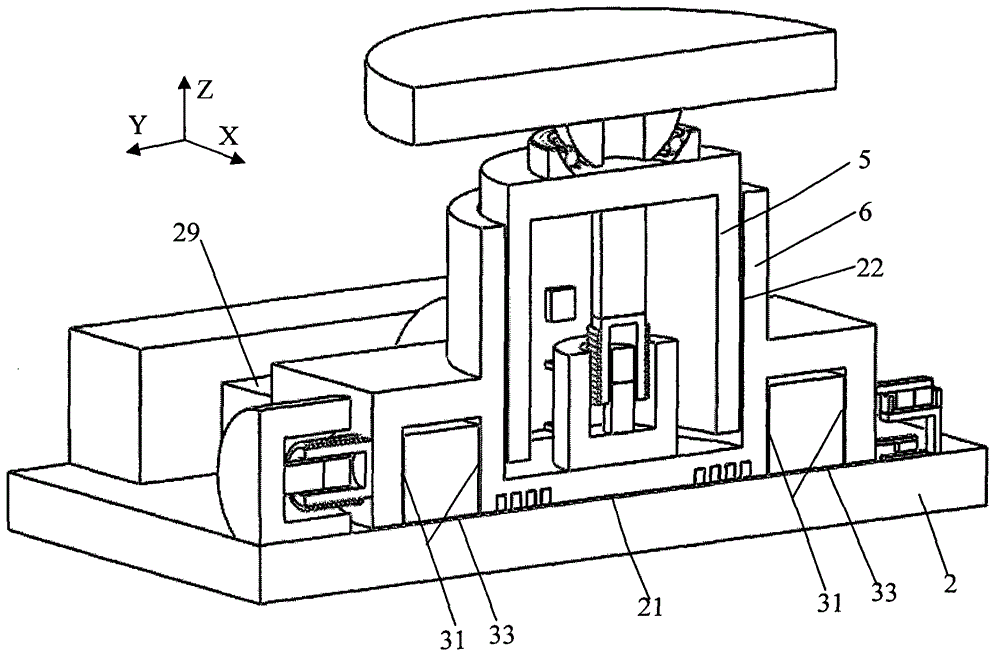 Eddy current damping vibration isolator with coplanar air bearing orthogonal decoupling and rolling joint bearing angle decoupling