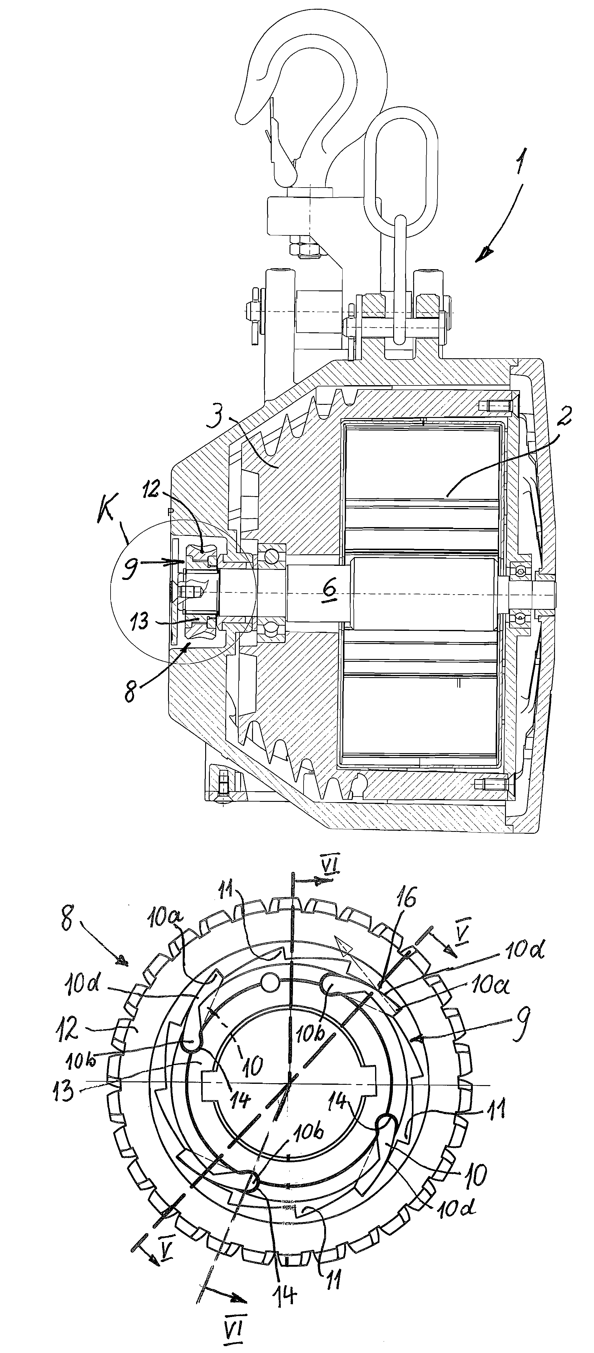 Device for compensating the weight of a suspended load