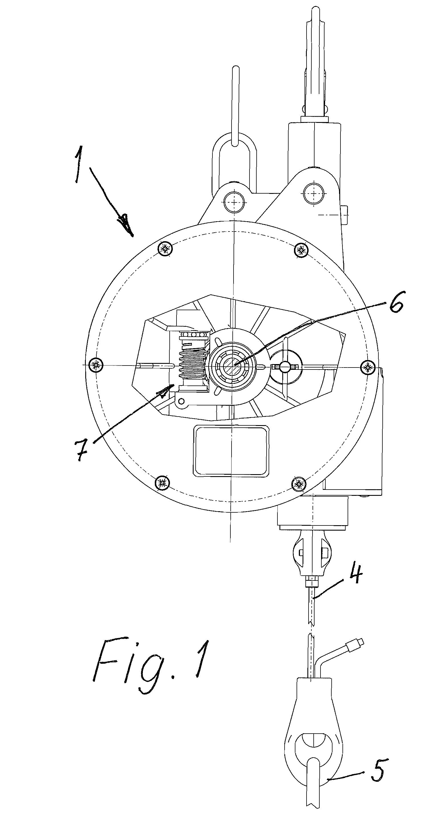 Device for compensating the weight of a suspended load