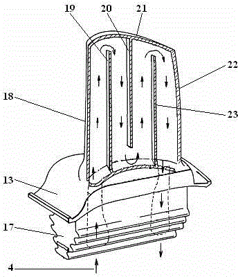 Internal cooling structure with grooves and ribs on front edge of turbine blade and method of internal cooling structure