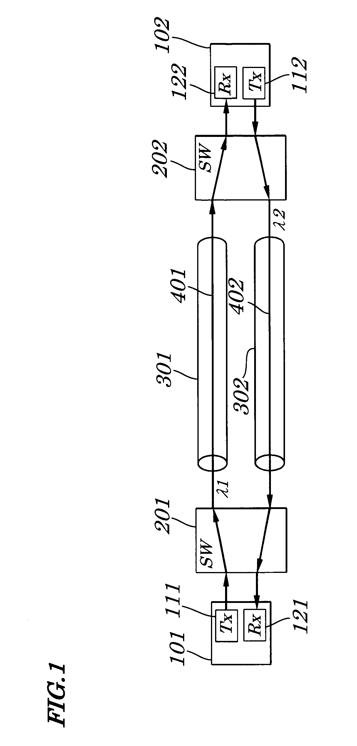Optical signal switching device for use in an optical protection network